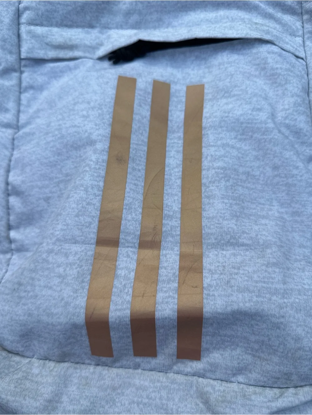 adidas womens Light Gray Backpack with Gold Accents